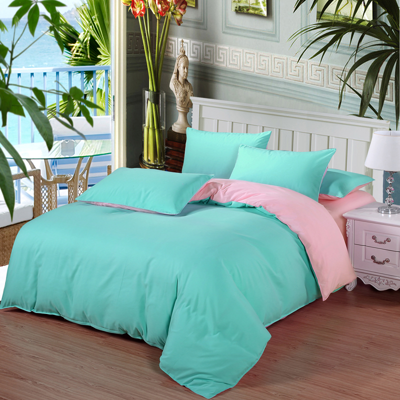 Bed Sheet Comforter Home Textile, Blue And Pink Duvet Cover Set