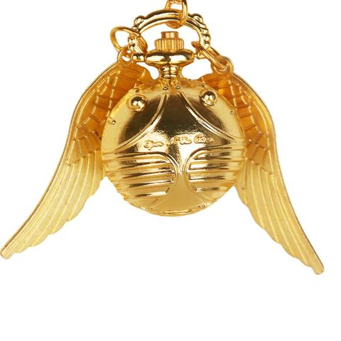 Golden Snitch Ball Shaped Quartz Pocket Watch Fashion Sweater Angel Wings Necklace Pendant Gifts for Men Women kids ► Photo 1/6