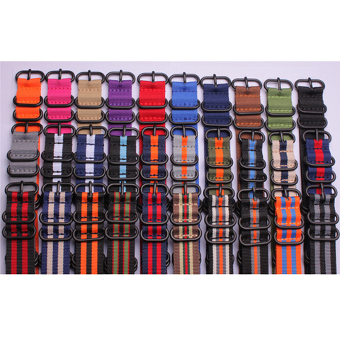Nylon Watch Band For NATO Army Sports Bracelet Strap 18MM 20MM 22MM 24MM Wristband For ZULU Watch Accessories Black Ring Buckle ► Photo 1/6
