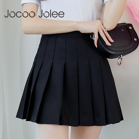 Jocoo Jolee Women High waist Pleated Skirt 2022 Spring Autumn Casual Kawaii A-line Skirts Japanese School Uniform Mini Skirts ► Photo 1/6