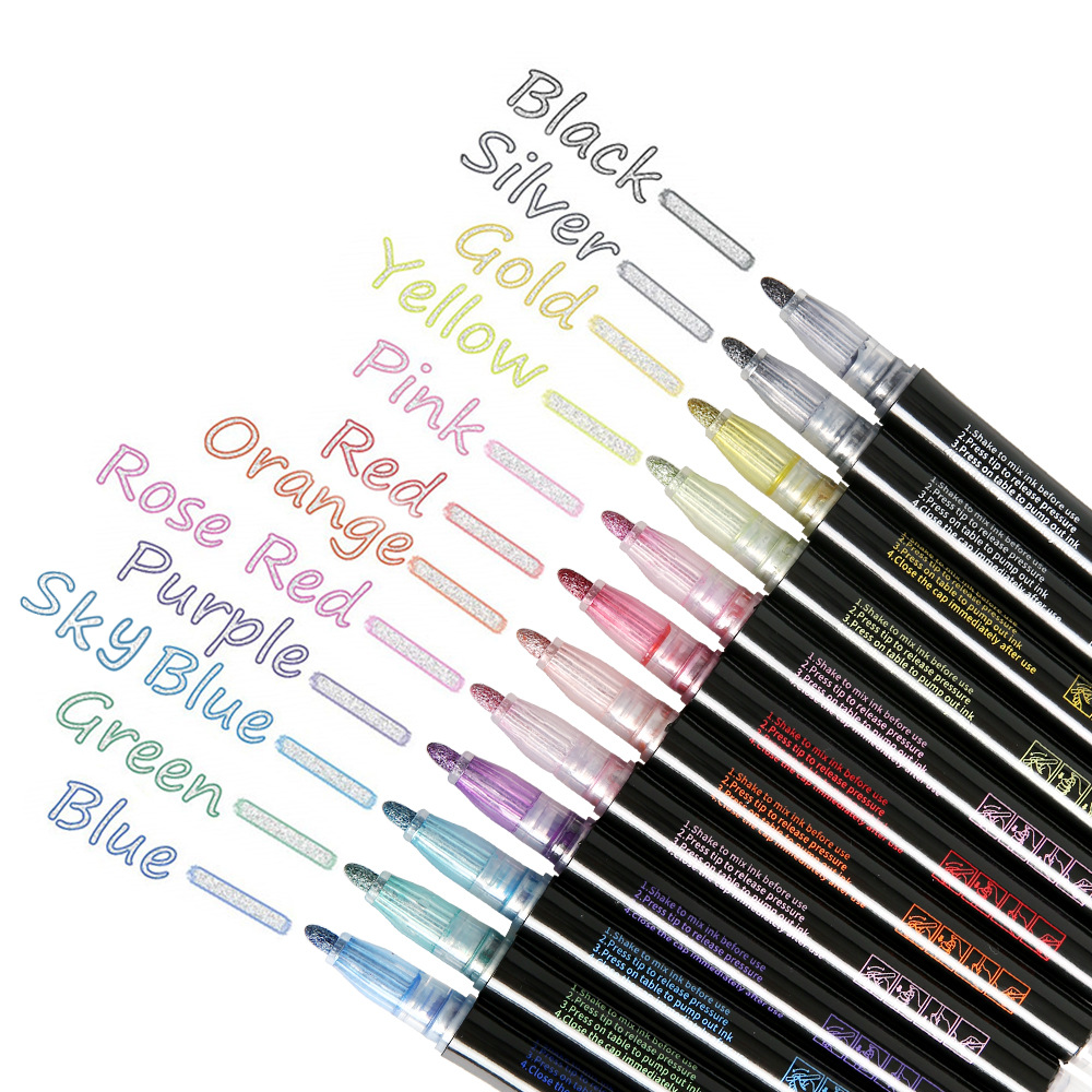 8/12 Colors Double Lines Contour Art Pens Markers Pen Out Line Pen  Highlighter Scrapbooking Bullet Diary Graffiti Poster Card - Art Markers -  AliExpress