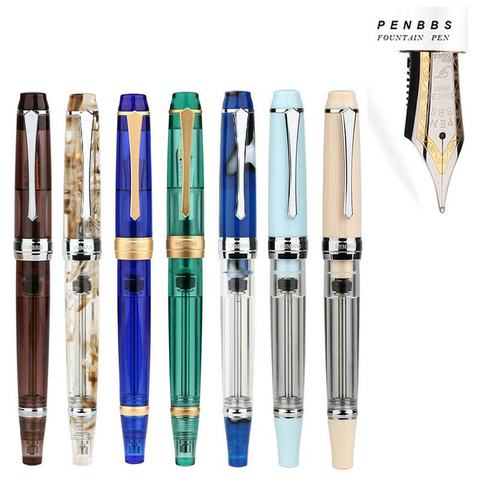 Penbbs 456 Resin Transparent Quality Negative Pressure Fountain Pen Fine 0.5mm Nib vacuum  filling Student Writing Gift ► Photo 1/6