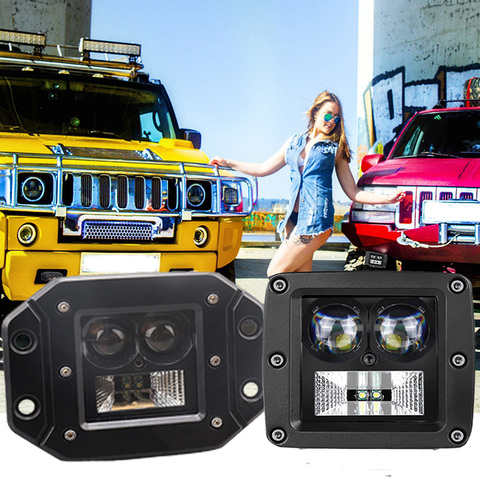 Flush Mount Led Light Bar for 4x4 Offroad Car Accessories Led Pods Working Lights 12V 24V Combo Beam 6000K Auto Running Bulb ► Photo 1/6