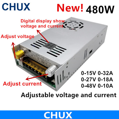 480W Adjustable Switching power supply with Digital display power supply for LED DC 0-15V 27V 48V ► Photo 1/6