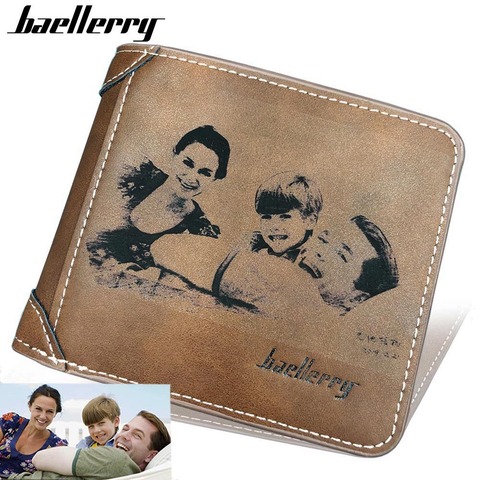 Photo Engraving PU Leather Men Wallets  Card Holder Photo Holder Short Casual Male Purse Note Compartmen Male Purse Top Quality ► Photo 1/6