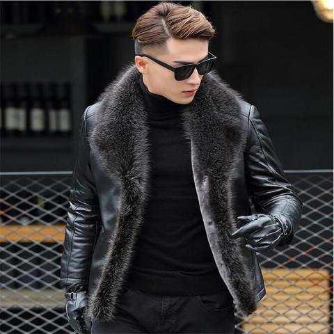 M-5XL 2022 winter new men lambswool leather jacket Genuine leather coats thicken fur animal collar jaqueta masculino plus size ► Photo 1/4