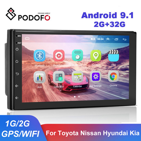 Podofo 2 din Android 9.1 Car Radio GPS Multimedia Player 7'' For Volkswagen Nissan Hyundai Kia toyota LADA Ford Peugeot Honda ► Photo 1/6
