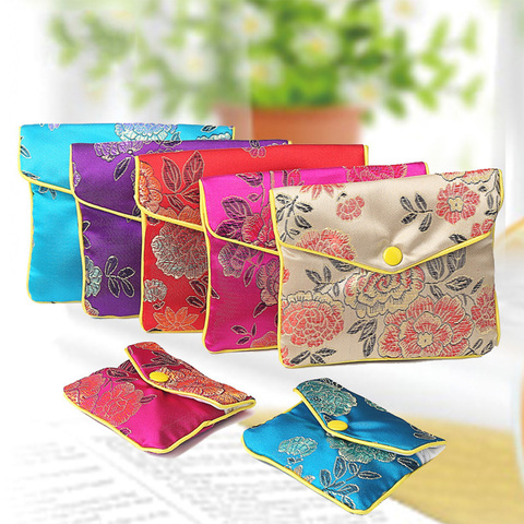 Hot Sale Chinese Brocade Handmade Silk Embroidery Padded Zipper Small Jewelry Gift Storage Pouch Bag Snap Case Satin Coin Purse ► Photo 1/6