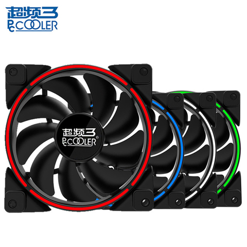 Pccooler 12cm Computer case cooling PWM fan LED HALO fan Quiet 120mm LED Red Blue Green White Light Guide ring Chassis mute fan ► Photo 1/5