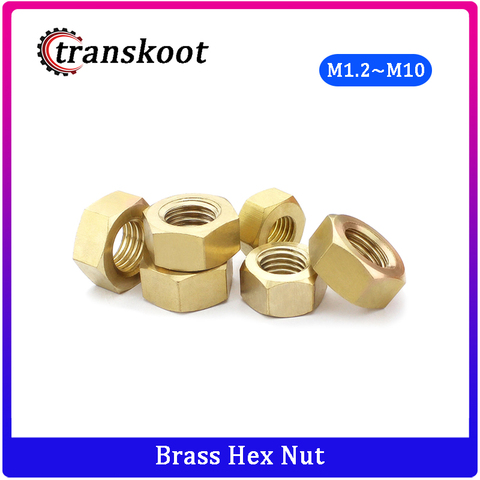 50Pcs DIN934 M1.2 M1.4 M1.6 M2 M2 M3 M4 M5 M6 M8 M10 Brass Nut Copper Hexagonal Nut Brass Hex Nut ► Photo 1/5