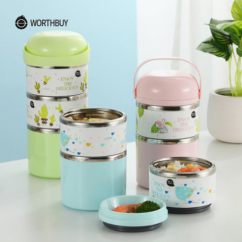 worthbuy portable cute japanese thermal lunch