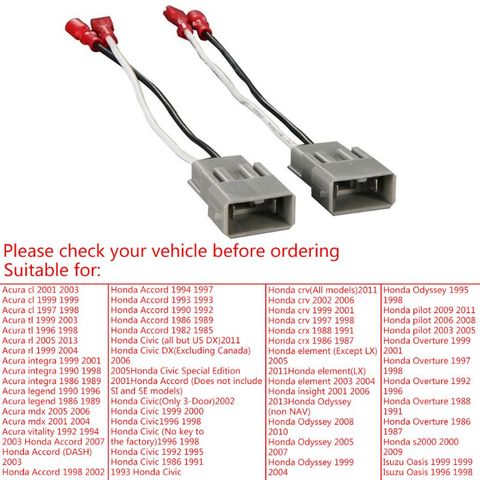 2Pcs Speaker Wire Harness Adapter Plug Connector Wiring Cable Adaptor For HONDA Q1QE ► Photo 1/5