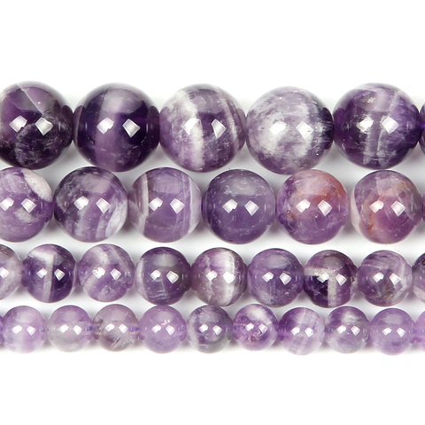 Natural Stone Dream Amethysts Agates Charm Round Loose Beads For Jewelry Making For Needlework Beads Diy Strand 4/6/8/10/12 MM ► Photo 1/5