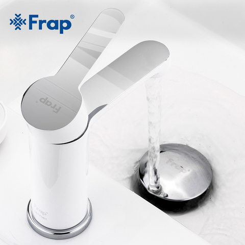 FRAP White Bathroom Brass Faucet Cold and Hot Water Mixer Basin Sink Tap Single Handle TORNEIRA  F1041 ► Photo 1/6