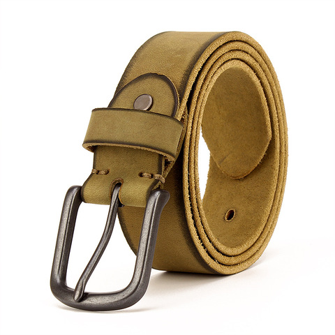 Top Cow genuine leather belts for men jeans Do old rusty black buckle retro vintage mens male cowboy belt ceinture homme ► Photo 1/6