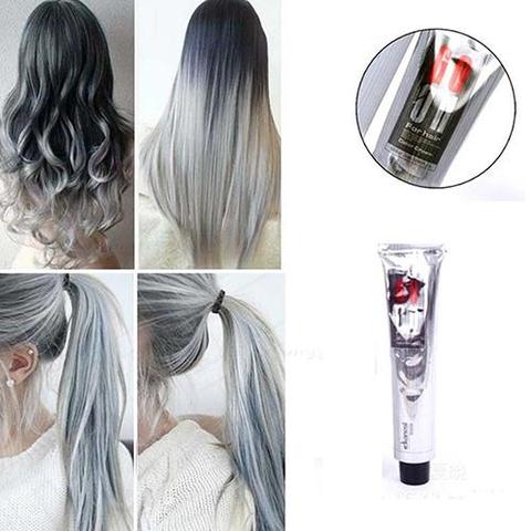 New 1Pc 100Ml Fashion Smoky Gray Punk Style Light Gray Silver Color Nature Permanent Super Hair Dye Cream Girls Beauty Hair ► Photo 1/6
