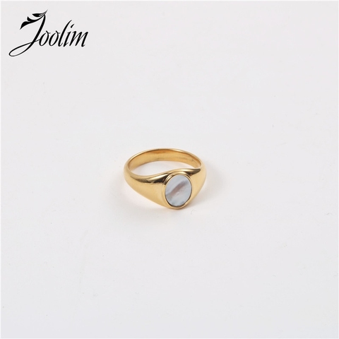 Joolim High End PVD Plated Stainless Steel Rings Oval Shell Rings Stainless Steel Jewelry ► Photo 1/6