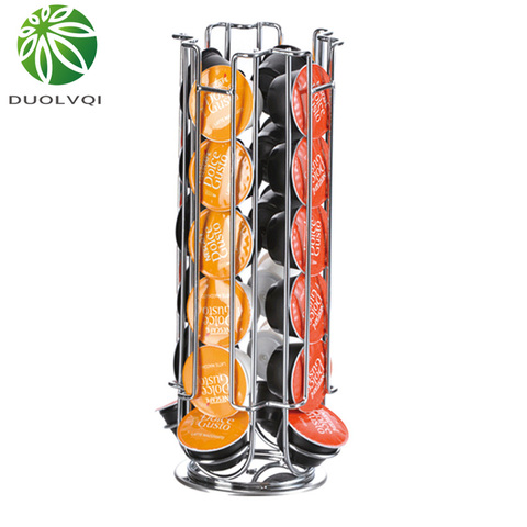 Duolvqi Metal Coffee Pods Holder Tower Chrome Plating Stand Coffee Capsule Storage Rack for 24pcs Dolce Gusto Capsule ► Photo 1/3