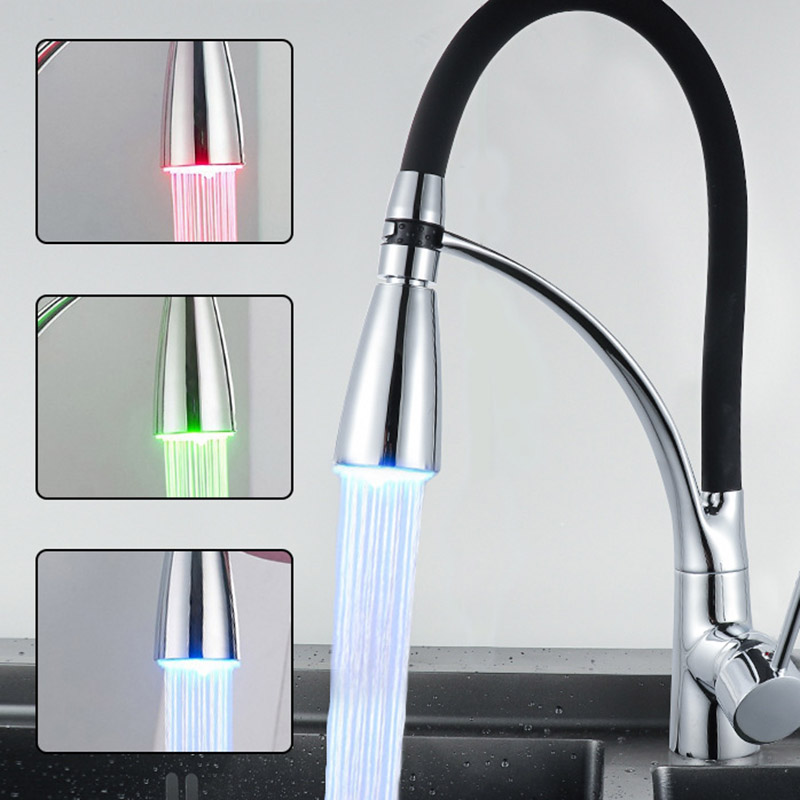 LED Sprayer Kitchen Pull Out Spout Faucet Replacement Tap Accessories Chrome 