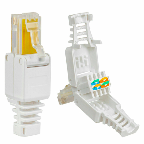 White RJ45 Tool-less Connector No Crimp Connectors CCTV Ethernet Cable Tool-less CAT6 Crystal Head Plug ► Photo 1/6