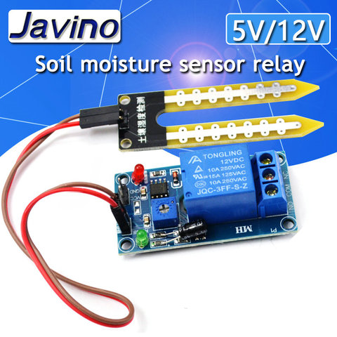 5V/12V Soil hygrometer detection sensor intelligent trolley relay controller lower than humidity start module  For arduino diy ► Photo 1/6