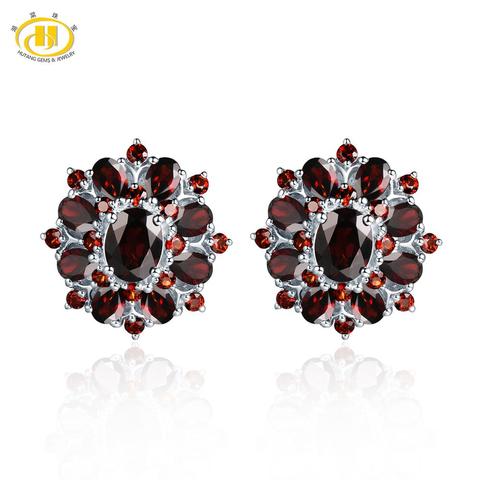 Hutang 15 Carats Garnet Silver Earrings Natural Gemstone 925 Sterling Silver Fine Jewelry for Women, Gift for Christmas ► Photo 1/6