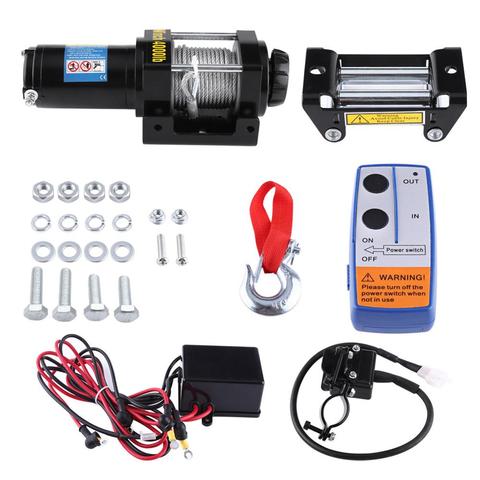 Oversea DE ES 4000lbs Electric Recovery Winch Kit ATV Trailer Truck 15m HIGH TENSILE STEEL cable Car DC 12V Remote Control Set ► Photo 1/6
