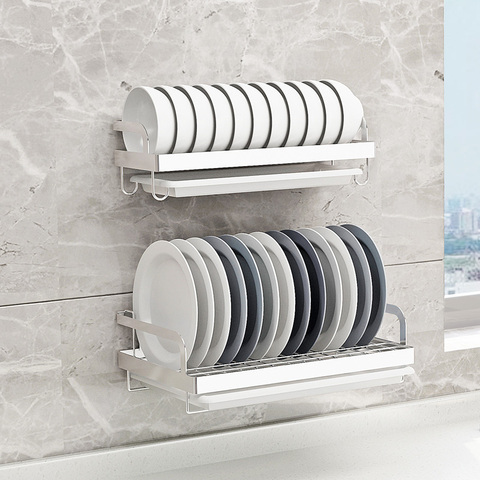 304 Stainless Steel Wall Mounted Dish Drying Rack Kitchen Organizer Drain Holder Plate Storage Shelf Sink Drainer Cutlery Box ► Photo 1/5