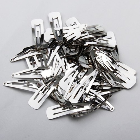 50pcs/lot Silver Tone Snap Hair Clips 30mm 40mm 50mm Craft Bow ► Photo 1/6