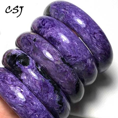 CSJ Natural Charoite Bangle 1 PC Fine Jewelry For Women Wedding Engagment Party For Gift ► Photo 1/6