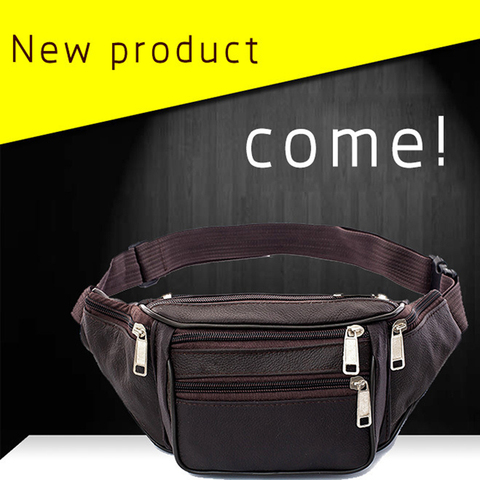 Fashion Men Genuine Leather Waist Packs Men Organizer Travel Waist Pack Necessity Waist belt Mobile Phone Bag ► Photo 1/6