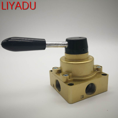 1PCS HV-02 03 04 4 way 3 position 1/4 3/8 1/2 BSPT Pneumatic Hand Lever Valve Center Closed ► Photo 1/6