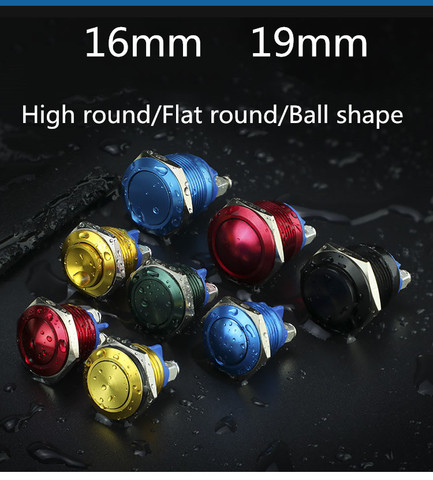16mm Waterproof Momentary Metal Push Button Switch 19mm ► Photo 1/6