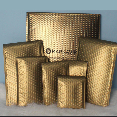 10PCS Gold Metallic Padded Envelopes Wedding Gift Bags Custom Logo Foil Postal Envelopes Padded Shipping Mailing Envelopes ► Photo 1/6
