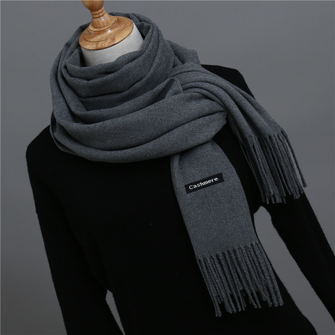 2022 Hot Sale Men Cashmere Scarf Unisex Thick Warm Winter Scarves Black and Gray Gentleman's Bussiness Scarves foulard femme ► Photo 1/6