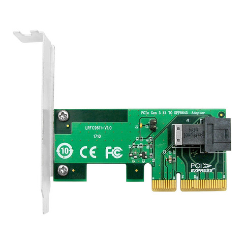 Linkreal Four-Lane NVMe PCIe 3.0 x4 to SFF-8643 Adapter connecting to U.2 SFF-8639 Interface SSD ► Photo 1/6