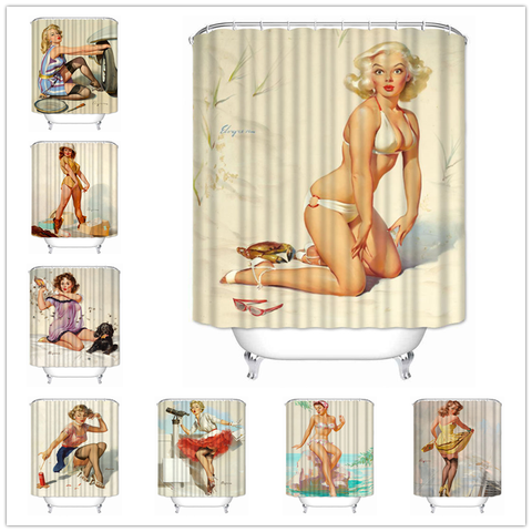 Musife Custom High Quality pin up girls Shower Curtain Waterproof Bathroom Polyester Fabric Bathroom Curtain ► Photo 1/6