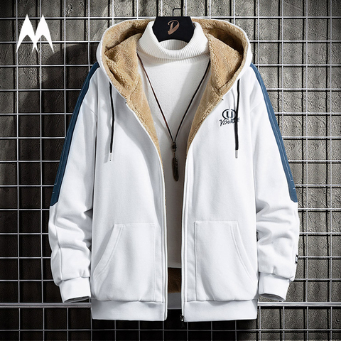 Winter Wool Jacket Men Streetwear 2022 Brand New Thick Warm Coats Men Hooded Zipper Bomber Jacket Male Letter Print Coat ► Photo 1/6