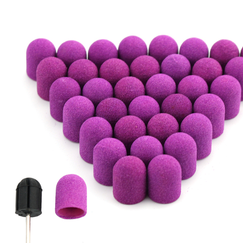 20pcs 10*15/13*19 Purple Nail Sanding Caps With Rubber Gel Remover Cutter Drill Bits Pedicure Cuticle Tools Drill  Accessories ► Photo 1/6