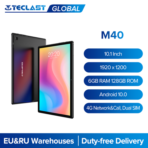 Teclast M40 10.1'' Tablet 1920x1200 IPS 6GB RAM 128GB ROM 4G Network Dual SIM Octa Core Tablets PC Android 10 Dual Wifi Type-C ► Photo 1/6