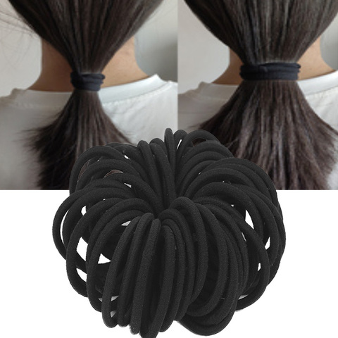 50pcs Women Girls Hairbands Basic Hair Ties Elastic Rubber Bands Ropes Hairband Ponytail Holders 3mm 4mm 6mm Thin Thick Hair ► Photo 1/6