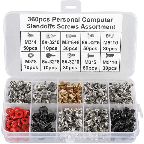 360PCS Personal Computer Screw,Pc Case Screws,Motherboard Standoffs for Hard Drive Pc Case Motherboard Fan Power Graphic ► Photo 1/6