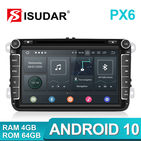 Isudar PX6 Android 2 Din Car Radio For Volkswagen/VW/Passat/POLO/GOLF/Tiguan Skoda/Octavia Seat/Leon GPS Auto DVD Player carplay ► Photo 1/6