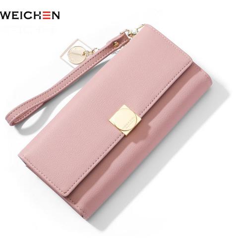 Wecihen Wristband Design Pu Leather Women Wallet 2022 Long Clutch Lady Purse Brand Female Wallet Phone Purse Coin Pocket ► Photo 1/6