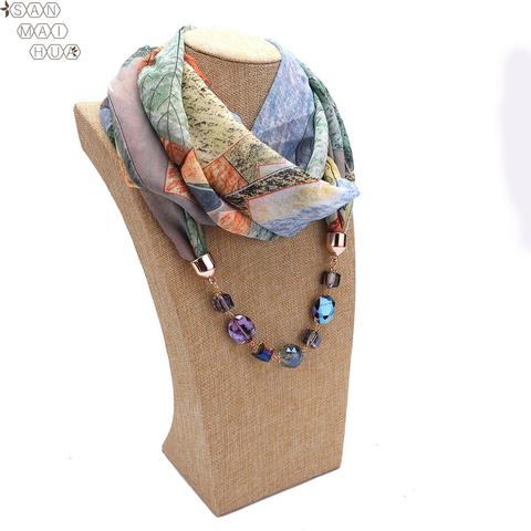 Boho women's fashion  Jewelry pendant necklace scarf female chiffon shawls and wraps femme foulard muslim wrap head scarves ► Photo 1/6