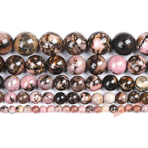 Fctory Price Natural Stone Black Lace Rhodonite Beads In Loose 15