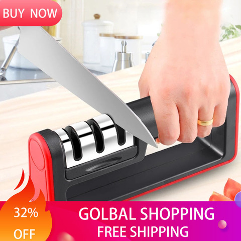 Knife Sharpener Professional Diamond 3 in 1 Stages Knife Stainless Steel Kitchen Tools Sharpening Stone Blades Accessories ► Photo 1/6