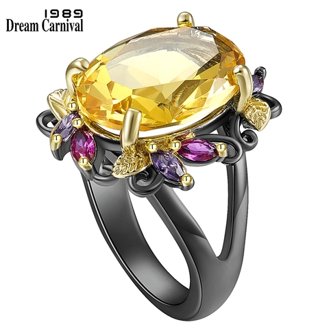 DreamCarnival1989 Fabulous Statement Rings for Women Elegant Dazzling Golden Zircon Anniversary Party Must Have Jewelry WA11877G ► Photo 1/6