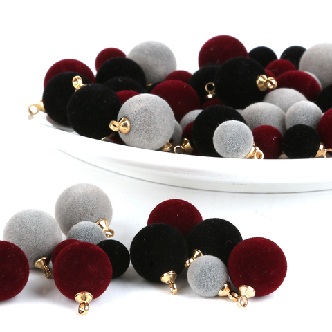 10Pcs/lot New 12mm/8mm Cloth Flocking Circular Pierced Buttons Black/Grey/Burgundy Beads Fit Garment Bags Crafts Decoration ► Photo 1/6