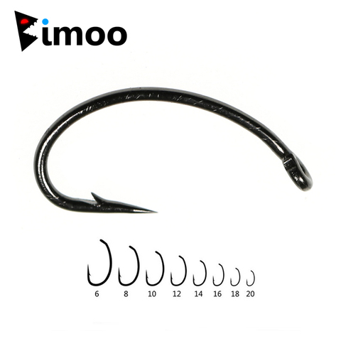Bimoo 50pcs Fly Tying Curve Shank Hooks Flies Making Hook Scud Nymph Caddis Midge Shrimp Fly Fishing Hooks Size #8 #10 #14 #16 ► Photo 1/6